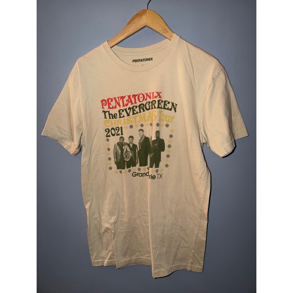 Pentatonix The Evergreen Christmas Tour 2021 T-Shirt Large Cream Concert Tee
